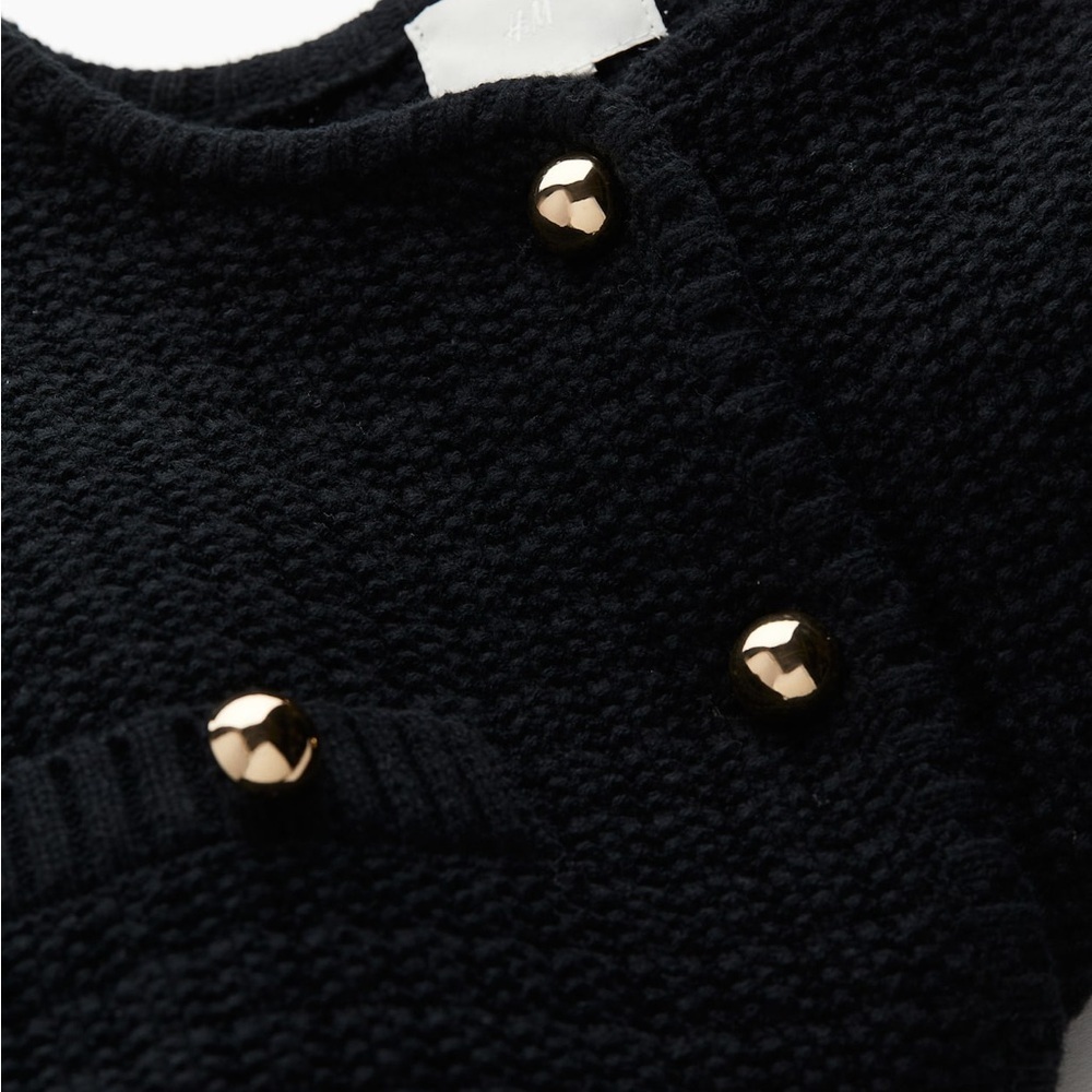 H&M Black Knit Cardigan with Gold Accents - Picture 2 of 8